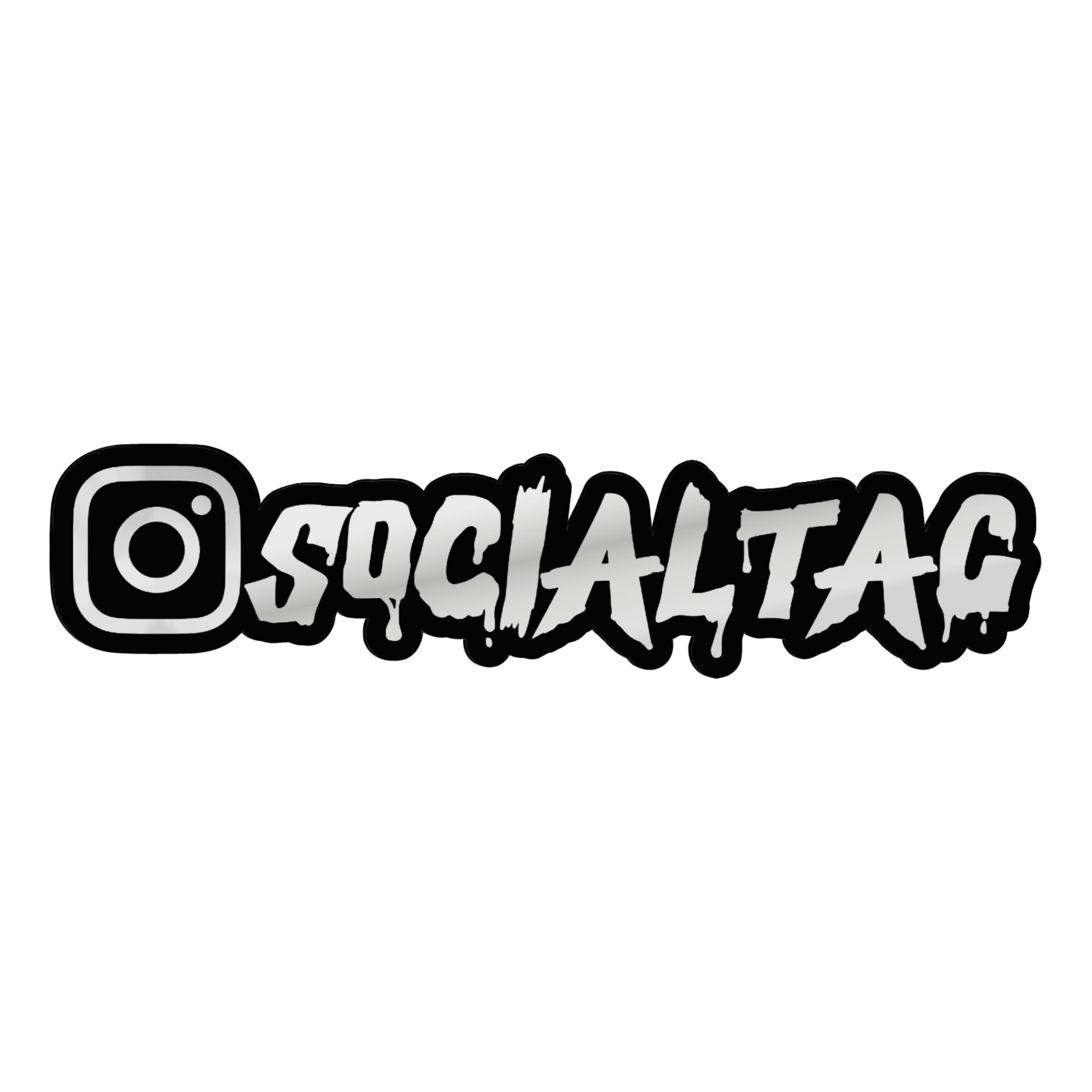 social tag, instagram, metallic silver folie