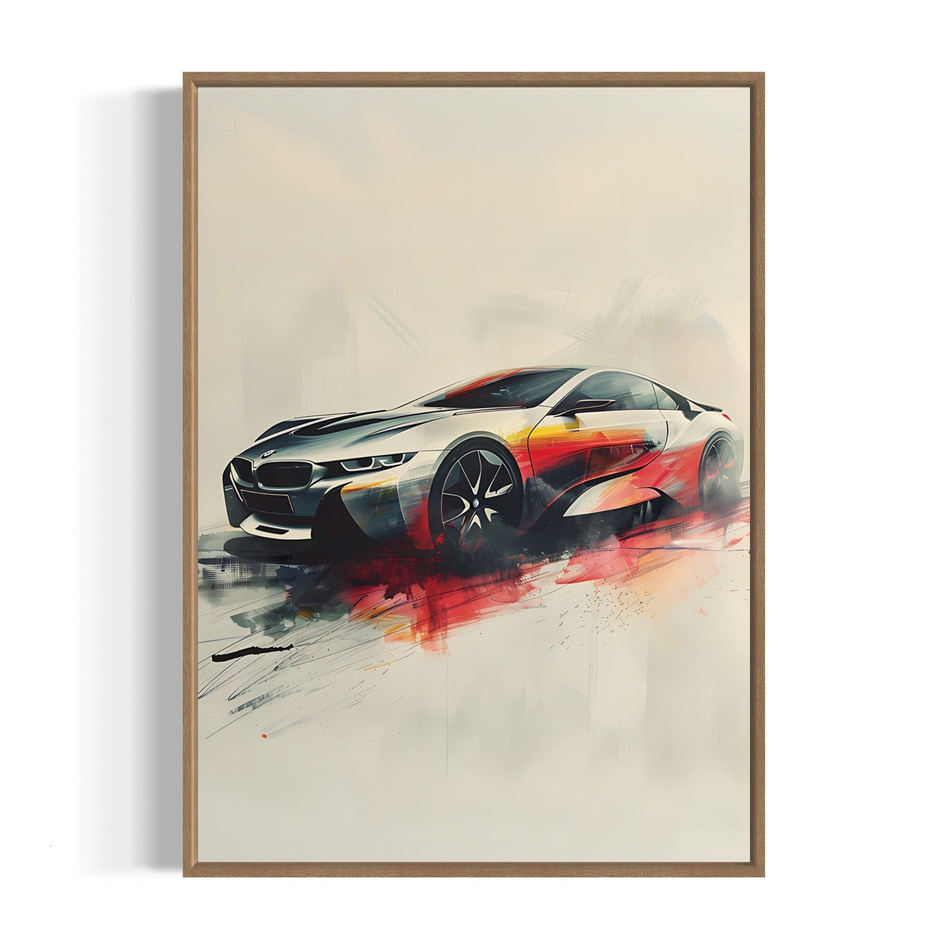 Bilplakat - BMW - træ ramme