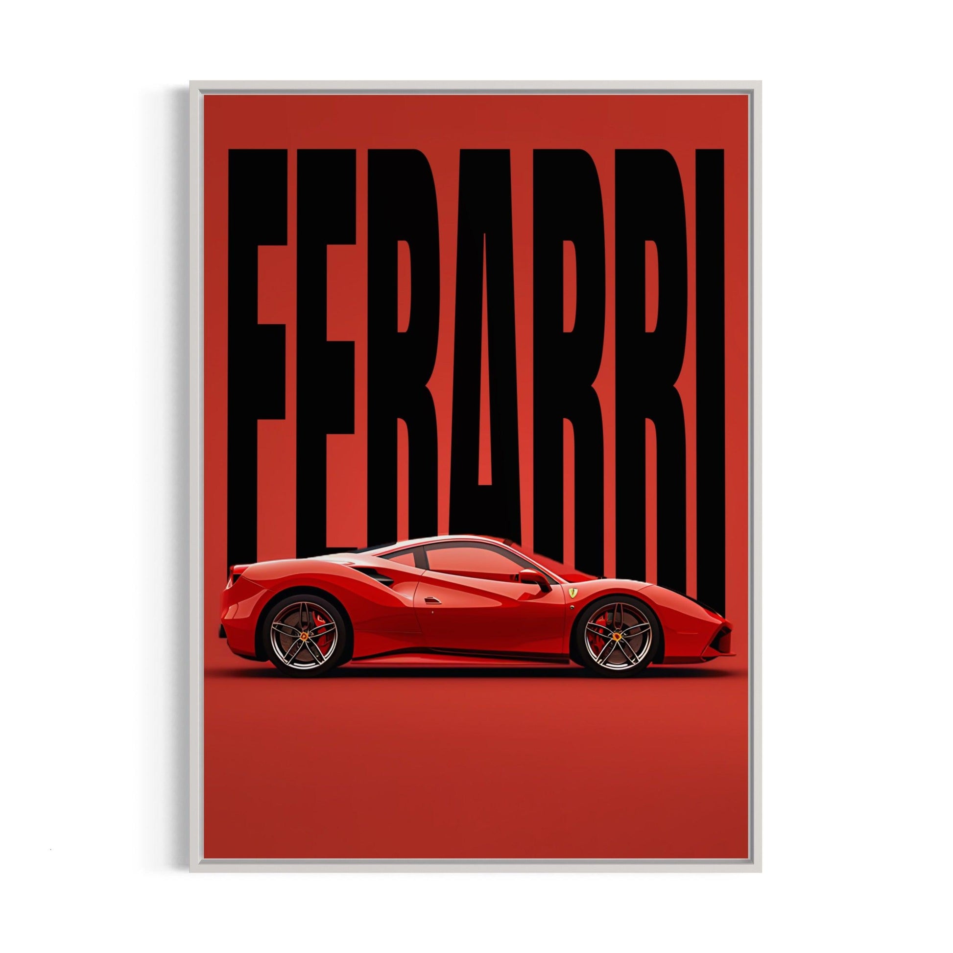 Bilplakat - Ferarri i Rød