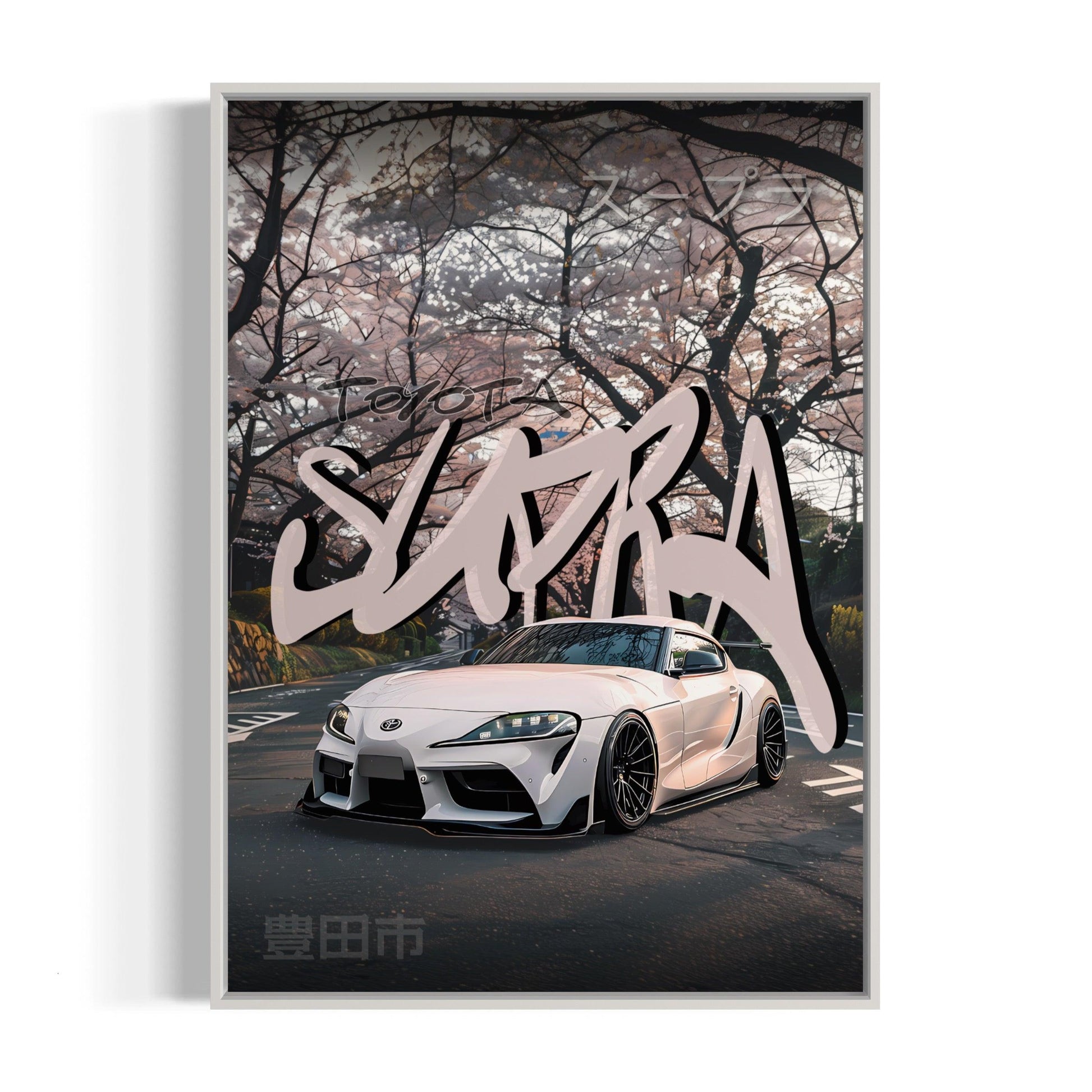 Bilplakat - Toyota Supra - hvid ramme