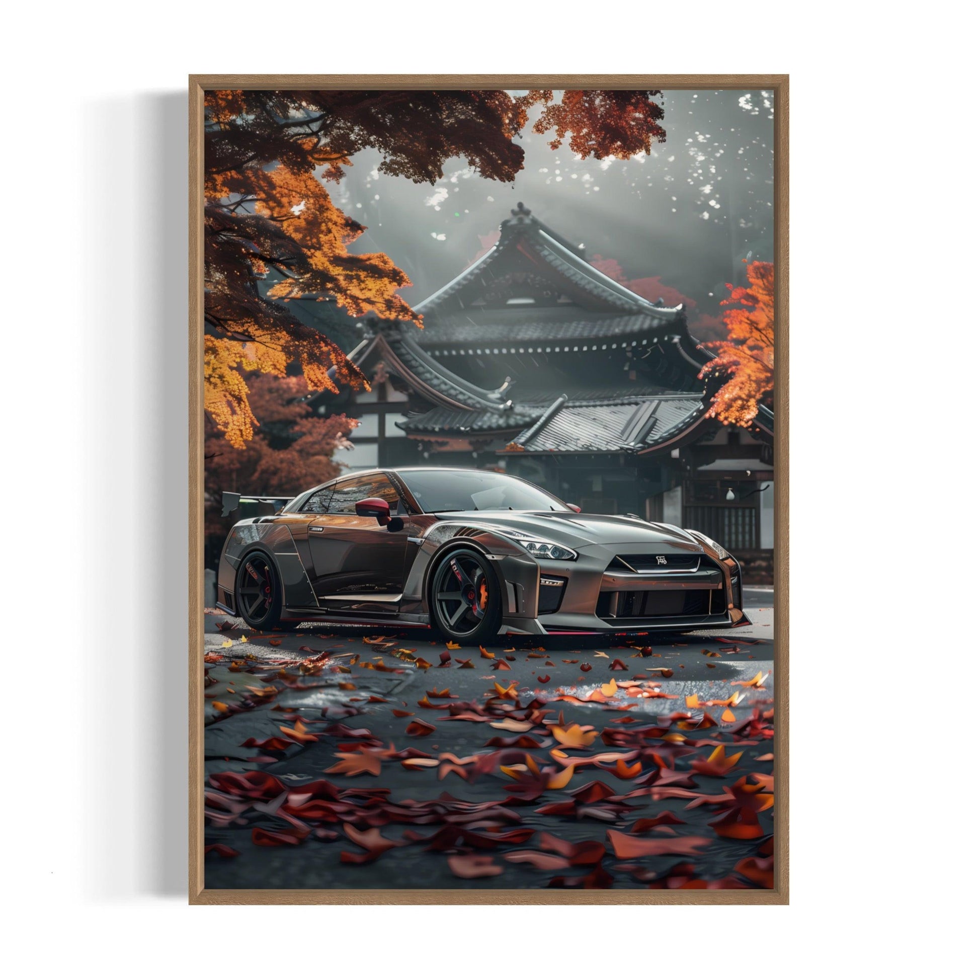 Bilplakat - Nissan GTR - træ ramme