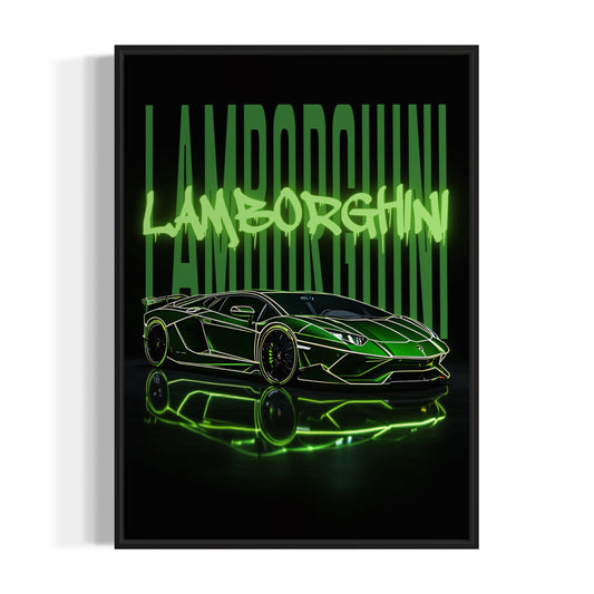 lamborghini, bilplakat, sort ramme